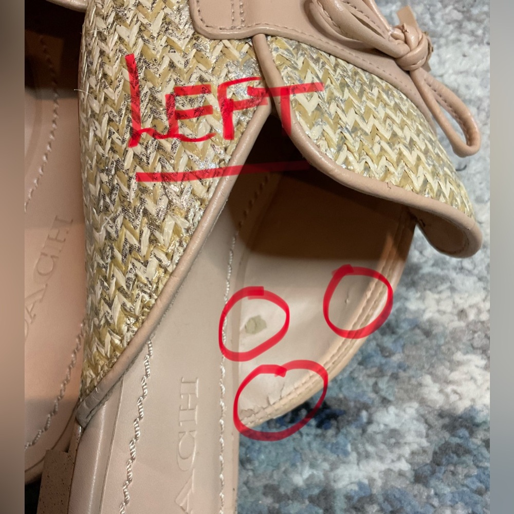 Coach Stassi Raffia Tassel Loafer Slides - Metallic Straw - Size 7N (BLEMISHES) - Picture 15 of 16